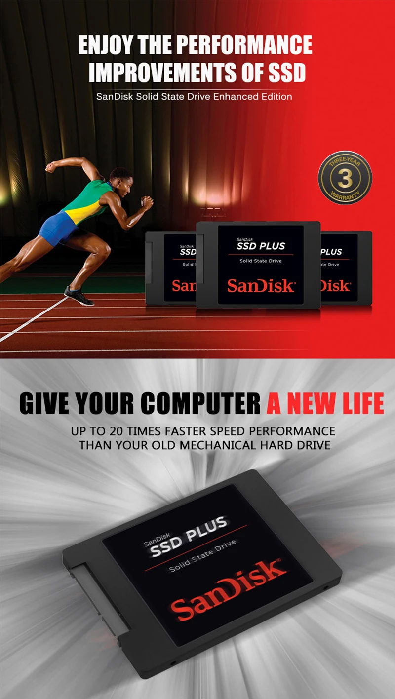 Sandisk 120GB SSD Plus Hard Disk SATA III 2.5" 240GB Internal Solid State Drive 480GB laptop notebook solid state disk SSD