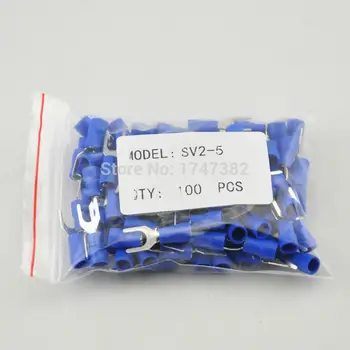 

100PCS SV2-5 Insulated Fork Wire Connector Electrical Crimp Terminal 16-14 AWG