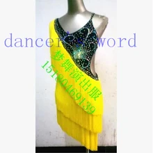 Платье для латиноамериканских танцев, с бахромой и отделкой стразами