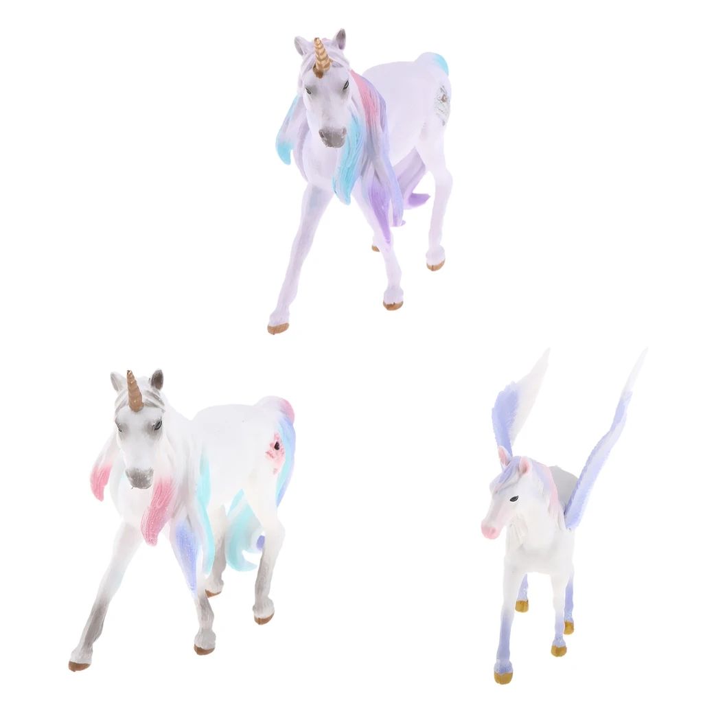 

Lifelike Plastic Animal Figure Toy Model Pegasus Unicorn Horse Figurine Home Decoration