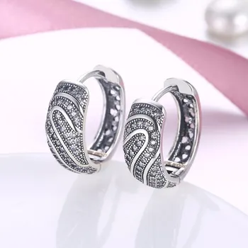 

Classic 100% Real 925 Sterling Silver Zircon Small Hoop Earrings Woman Girl Fashion Fine Party Jewelry Engagement Gifts