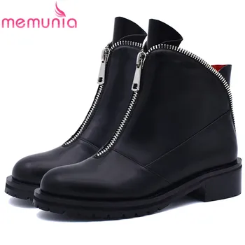 

MEMUNIA 2020 new arrival ankle boots for women round toe winter boots simple zip fashion boots square heels shoes woman