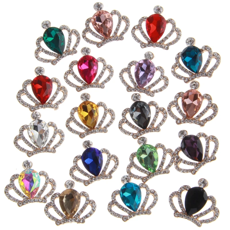 

5PCS 28*32MM Fashion Sparkling High Quality Clear Crystal Rhinestone Embellishment Buttons For Wedding Cloth Shoes Decoration