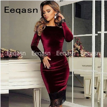 

Burgundy Prom Dresses 2020 Lace evening dresses knee length Long Sleeves Suadi Arabic Formal Evening Dress For Party Gowns