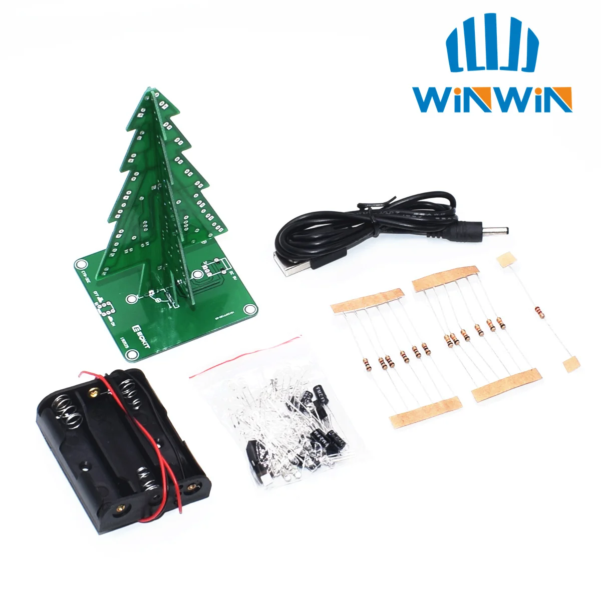 

Three-Dimensional 3D Christmas Tree LED DIY Kit Red/Green/Yellow LED Flash Circuit Kit Electronic Fun Suite
