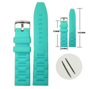 

20mm Light Blue Color Silicone Jelly Rubber Unisex Watch Band Straps