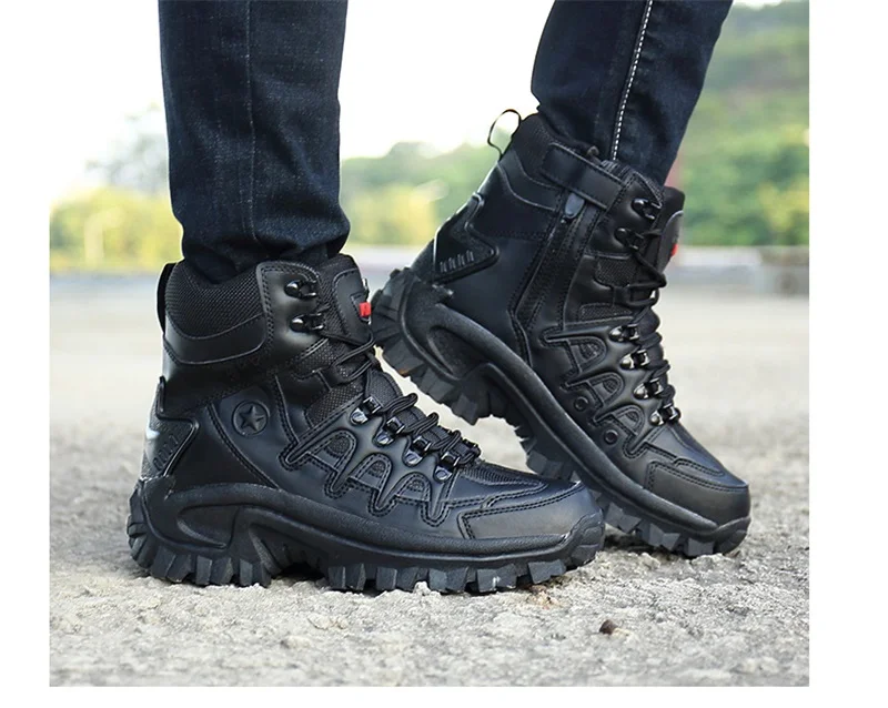 Черные/песочные мужские походные кроссовки, армейские военные тактические армейские ботинки, дышащие удобные уличные походные ботинки
