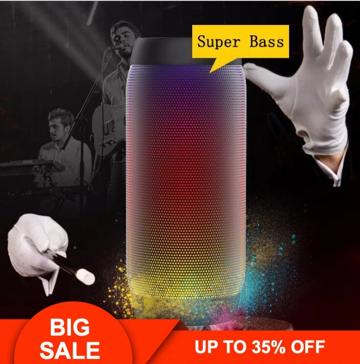 

AEC BQ615PRO Wireless Bluetooth Speaker LED Colorful Audio Outdoor Portable Mini Subwoofer Universal
