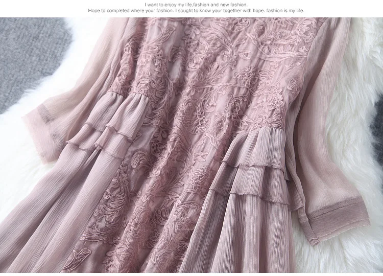 Новое поступление, летнее женское платье с вышивкой, ТРАПЕЦИЕВИДНОЕ Свободное платье в стиле пэчворк, Женский светильник, розовое Элегантное повседневное короткое платье