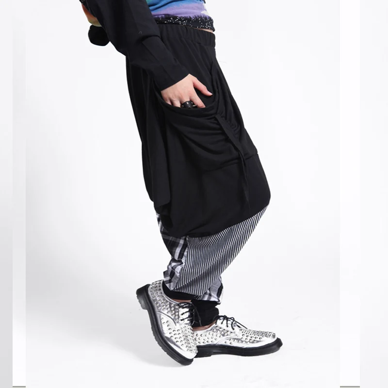 Новое поступление, мешковатые шаровары в стиле хиппи, хип-хоп, черно-белые штаны с вышивкой, штаны,, с отслеживанием номера