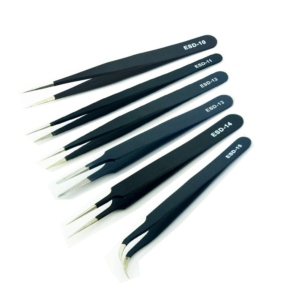 6pcs Anti static Tweezer For Phone Computer Jewelry Nipper Repair Tool
