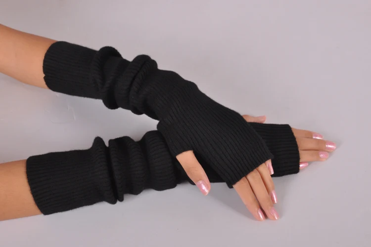 BELIARST новые зимние длинные шерстяные перчатки без пальцев горячий цвет можно настроить Аутентичные рукава - Цвет: Черный
