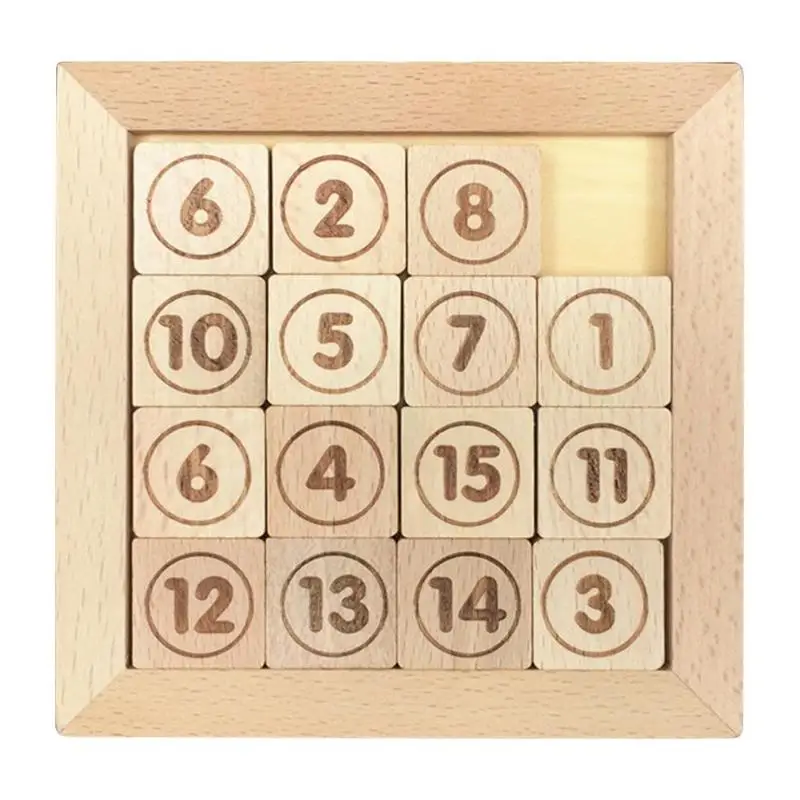 15 скользящая плитка Математика IQ игра игрушки деревянные игры для взрослых детей