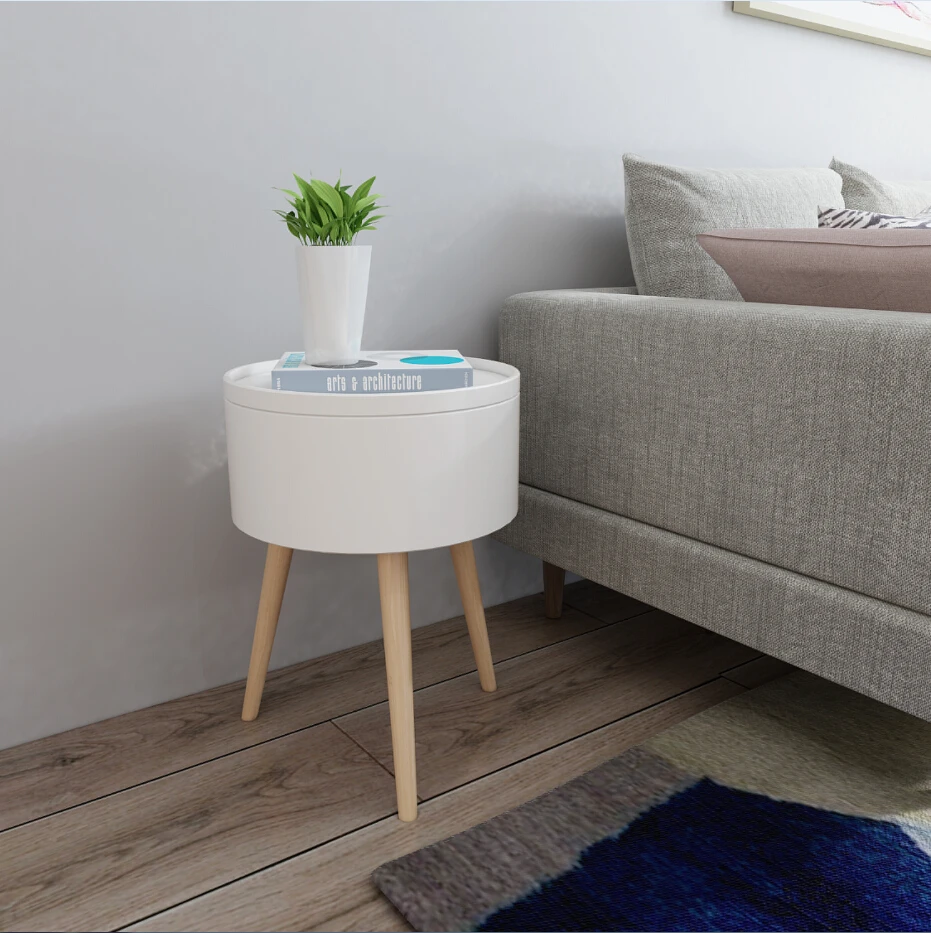 

HappyHome Fashion Nordic Small Tea Table Sofa Round Table Bed Living Room Bedside Modern Mini Mobile Corner with storage space