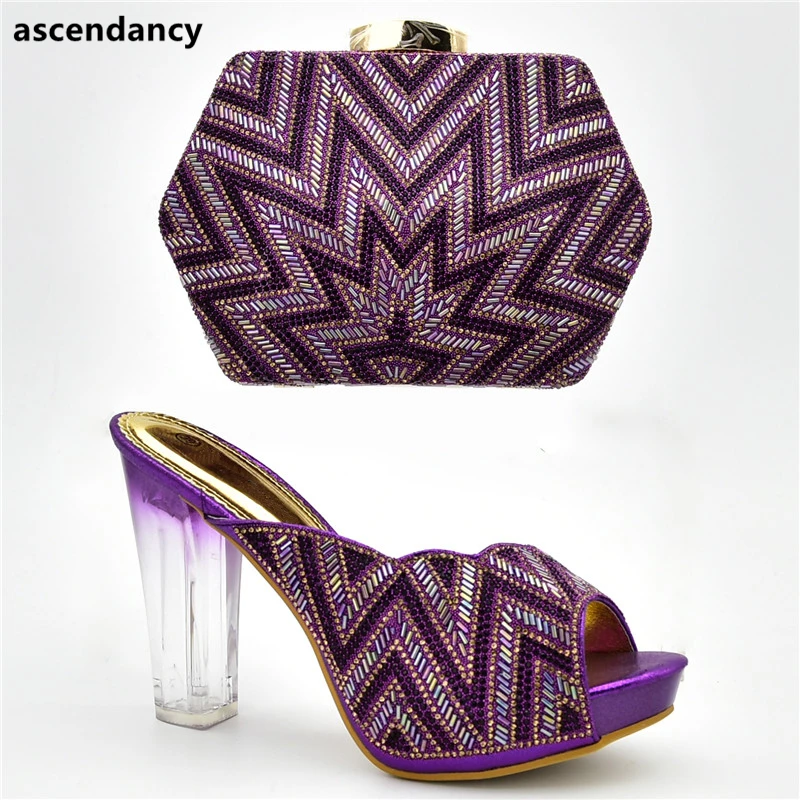 Boda Para Último Negro En Imitación Bombas Alto Mujeres De Decorado Verano rojo Y purple Con Zapatos Slip Las Nigerianas oro Bolso Tacón Diamantes azul zrqXSxzw