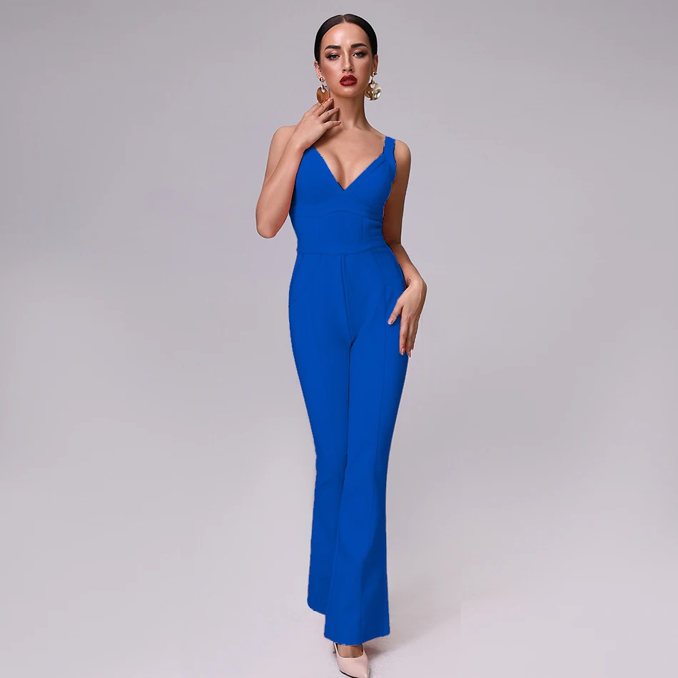 Bandage-Jumpsuit-Summer-2019-New-Pink-Sexy-V-Neckline-High-Quality-Jumps