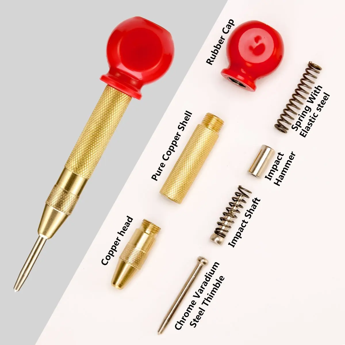New 2 x Automatic Center Hole Punch Marker Scribe with Cushion Cap and 6 Pieces Countersink Drill B