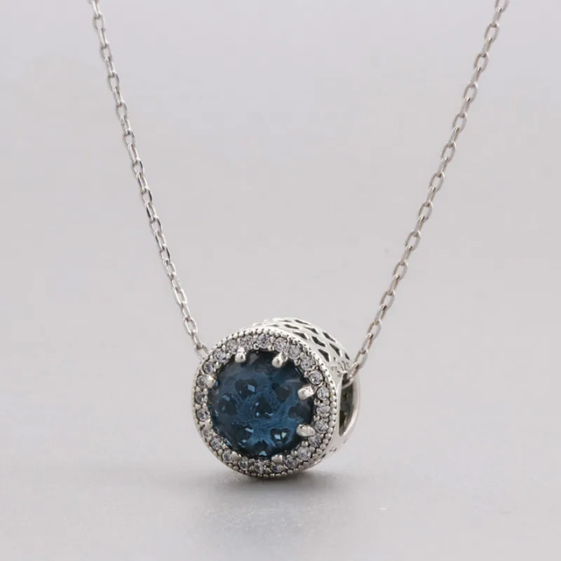 Charms Choker Necklace for Girls Blue Crystal Heart Pendant Necklace Women Silver Chain Bead Statement Necklace Collier Femme6