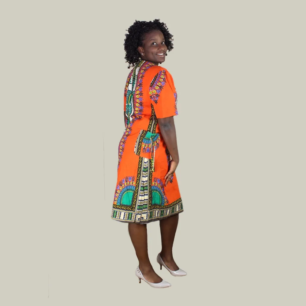 Dashikiage женские африканские принты Дашики длиной до колена элегантные индивидуальные вечерние платья с карманами