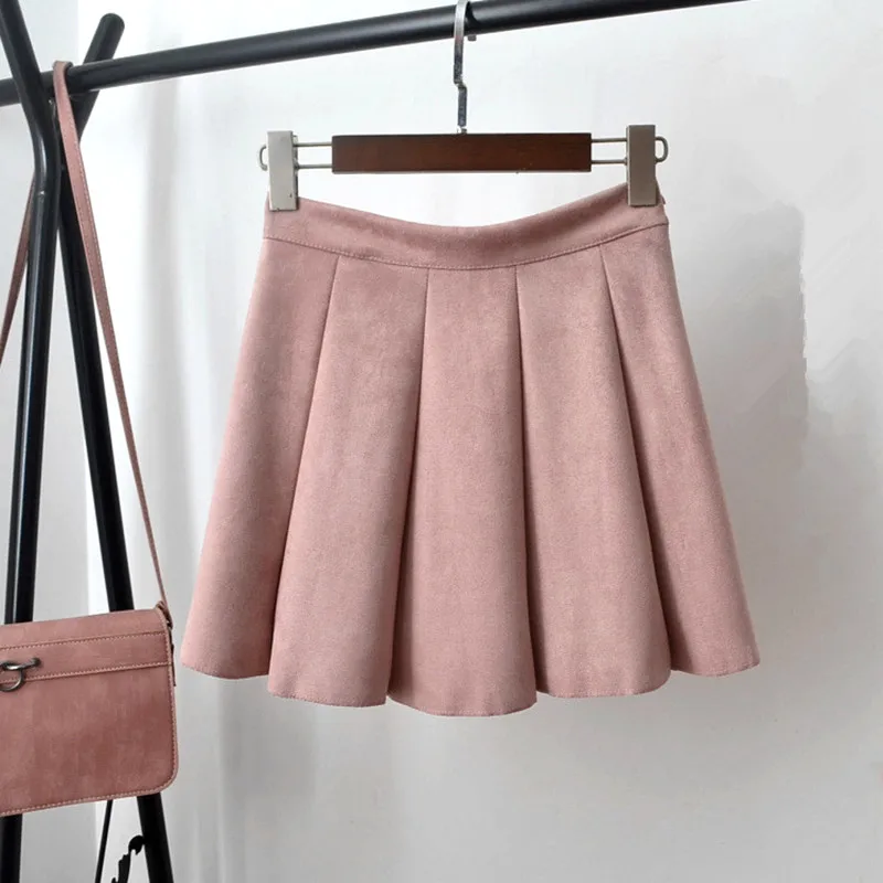 MUMUZI консервативный стиль модная плиссированная юбка Уличная Короткие замшевые юбка Осень мини-юбки женские зимние юбки saias