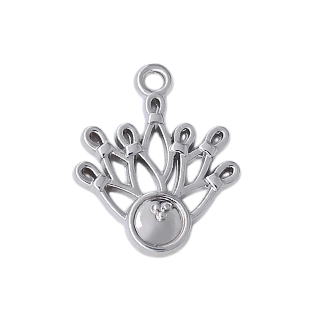 

Silver Plated Metal Bowling Ball Sport Charm For Bracelets Accessory DIY