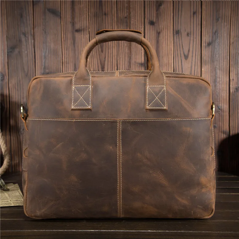 16 дюймов Сумка для ноутбука из натуральной яловой кожи Сумочка Crossbody сумка Портфели портфель Бизнес офис сумка 1019
