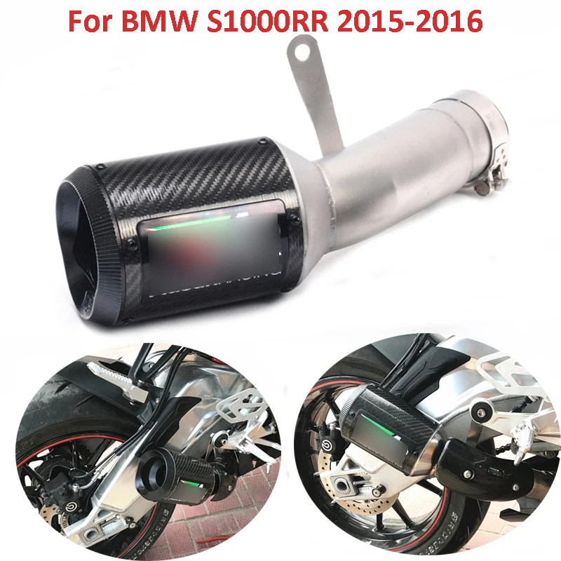 

S1000RR Exhaust Pipe Motorcycle Exhaust System Carbon Fiber Tip Exhaust Muffler Pipe Slip On Pipe For 2015 2016 BMW S1000RR