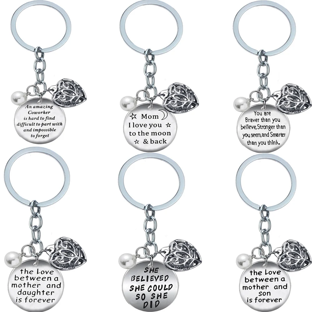 Love you to the moon family names key ring