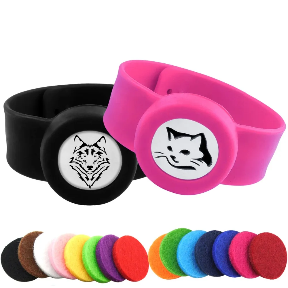 

Cat and Wolf Kids Adjustable Mosquito Repellent Bangle Essential Oil Diffuser Bracelet Children Men Women Silicone Bracelets