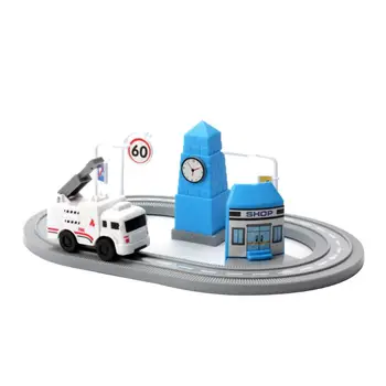 

Children Kids Educational Intelligent Toys Clockwork Wind-up Track Fire Truck Car Scenes