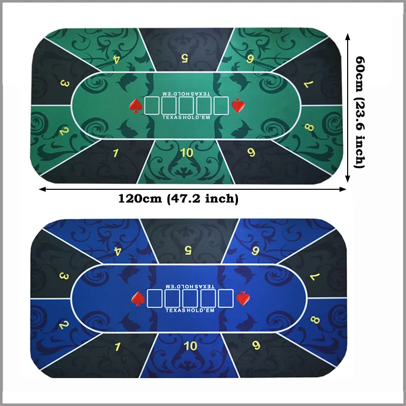 1 шт. Texas Hold'em резиновый коврик для игры в покер, настольный топ с цифровой печатью, замшевая раскладка казино с сумкой для переноски, размер: 60x120 см