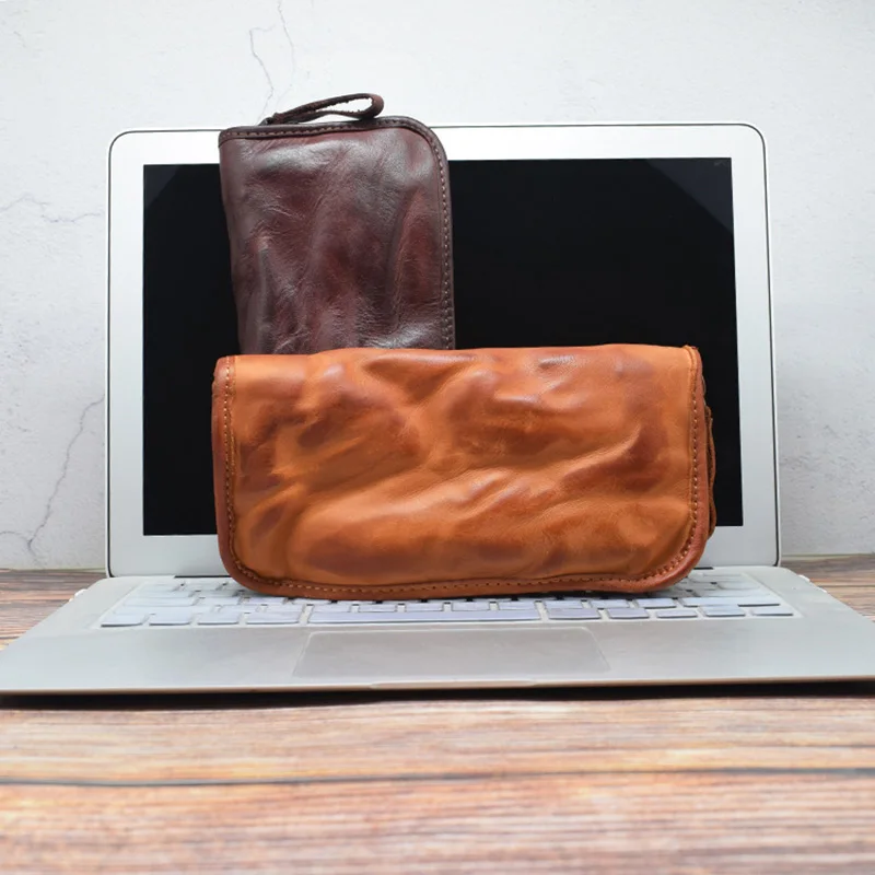saco retro do telefone móvel aetoo feito à mão do couro do bronzeamento bolsa