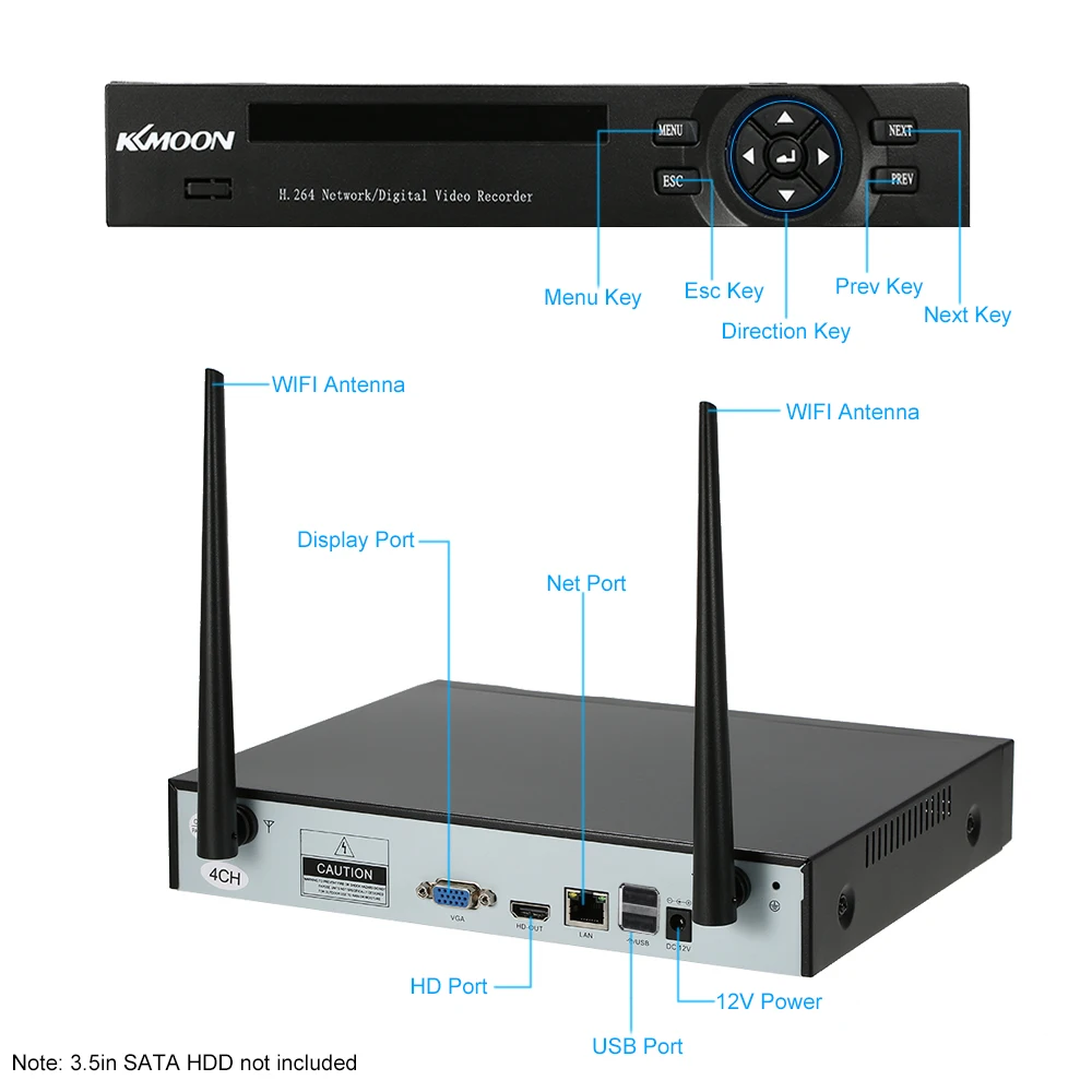 KKmoon 4CH 1080P WiFi NVR комплект с 4 шт 1.0MP Беспроводная WiFi Водонепроницаемая ip-камера ночного видения CCTV система видеонаблюдения