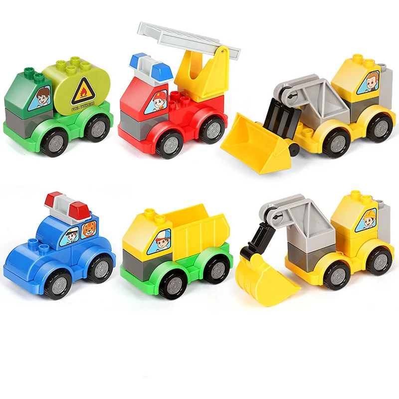 

SLPF Children Toys Puzzle Larger Particles Plastic Changed The Car DIY Assemble Build Block Combined Robot Toy Legoings B01