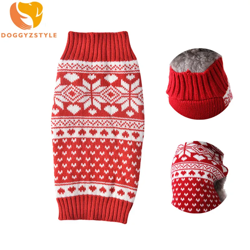 

DOGGYZSTYLE Dog Clothes Christmas Printed Sweater Coat Clothing Winter Pets Jumper Knitter For Small Dogs Chihuahua XXS