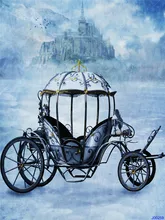 Princess Pumpkin Car Digital Backgrounds For Photo Studio Ice Sky With Dreaming Castle Photo Backdrops Newborn Props
