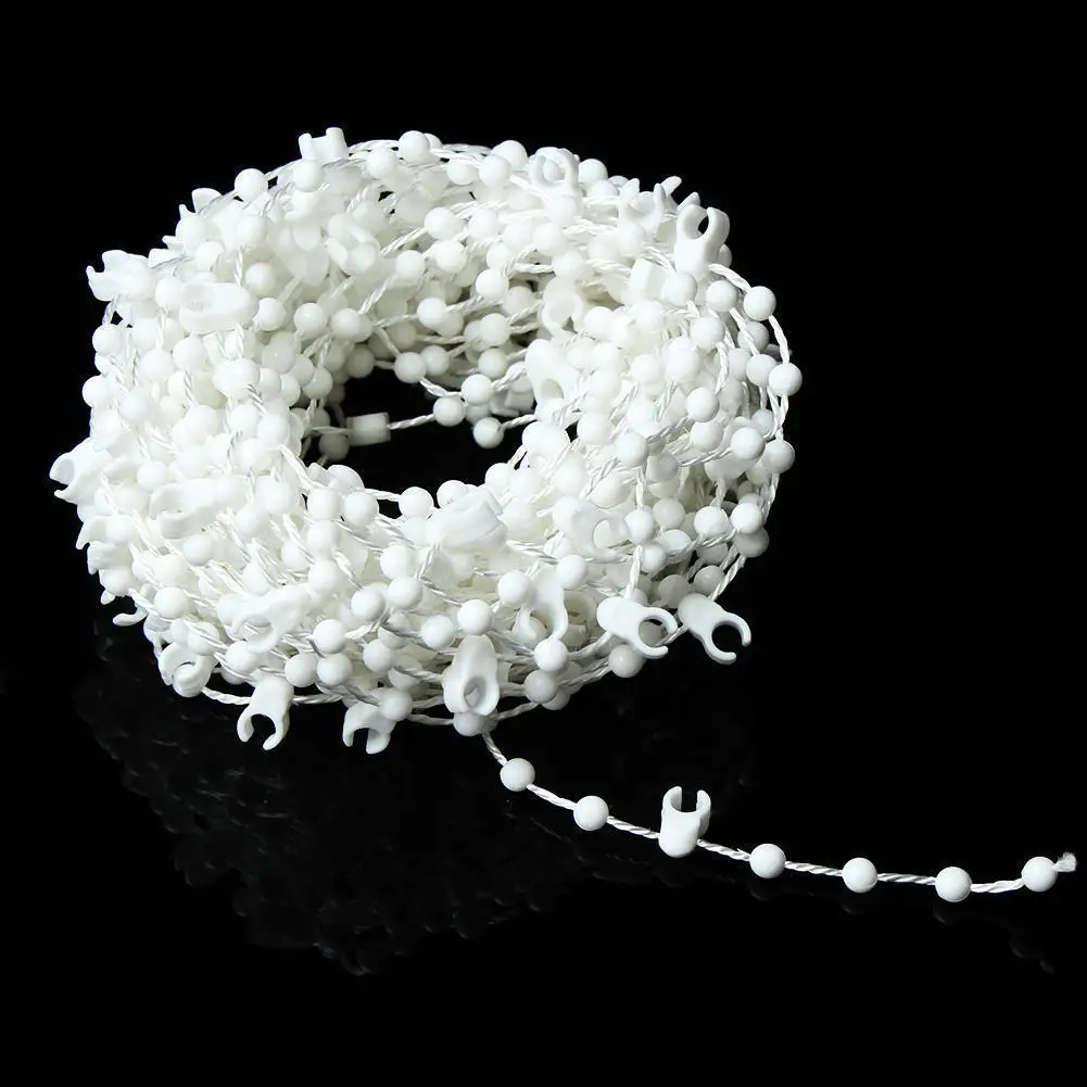 

10M Long White Roller Shade Vertical Blinds Beads Chain for 89mm Slat Shutter Roman Shade Vertical Curtain Home Room Window Use