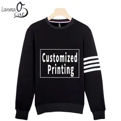 Lanmaocat для мужчин женщин Custom печати с длинным рукавом Верхняя одежда плюс Размеры Топ ткань для толстовки для пар Бесплатная доставка