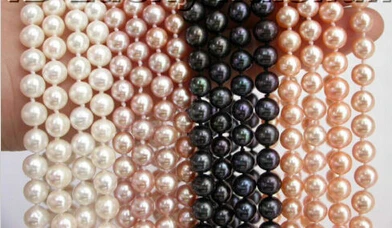 

FREE SHIPPING>@@> N2519 20piece 7-8mm Black white purple pink freshwater pearls necklace