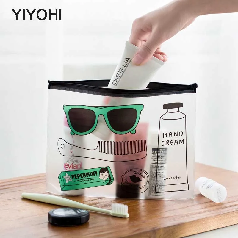 

YIYOHI Women Fashion Cosmetic Bags Travel Organizer Necessary Beauty Case PVC Toiletry Bags Makeup Bag Bath Wash Make Up Box