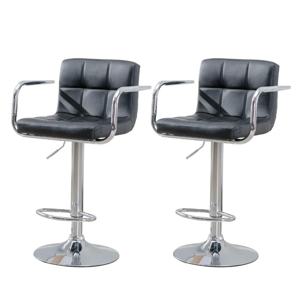 

Samincom 2 pcs Modern PU Leather Swivel Adjustable Barstools PU Leather Hydraulic Counter Stools Square Height Bar Stool