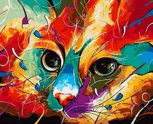 

Quiet kitten animal coloring by numbers on canvas wall pictures for living room home decor