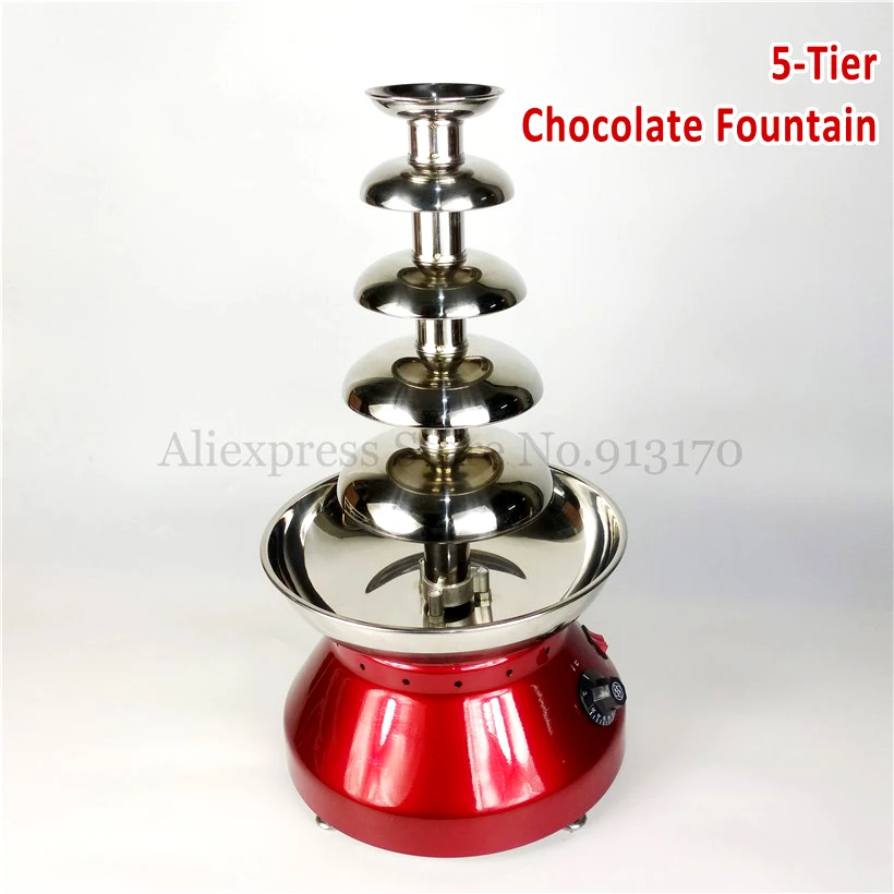 Chocolate Fondue Fountain 5 Tiers Electric Pot Home Kitchen Commercial Wine Red New 230W Chocolate Fondue Fountain 5 Tiers Electric Pot Home Kitchen Commercial Wine Red New 230W