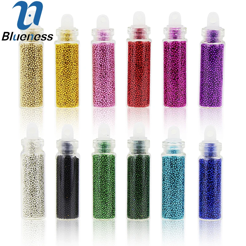 

Blueness 12Pcs/Box 12 Color Mini Micro beads For Nails Tablet 3D Manicure Charms Caviar DIY Nail Art Decorations ZP244