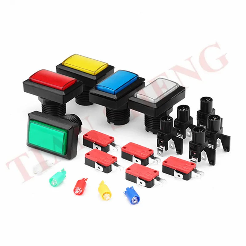 

5PCS Rectangular LED Illuminated Push Button 50*33mm Rectangle Arcade LED Lighted Push Buttons with Microswitch for Mame Cabinet