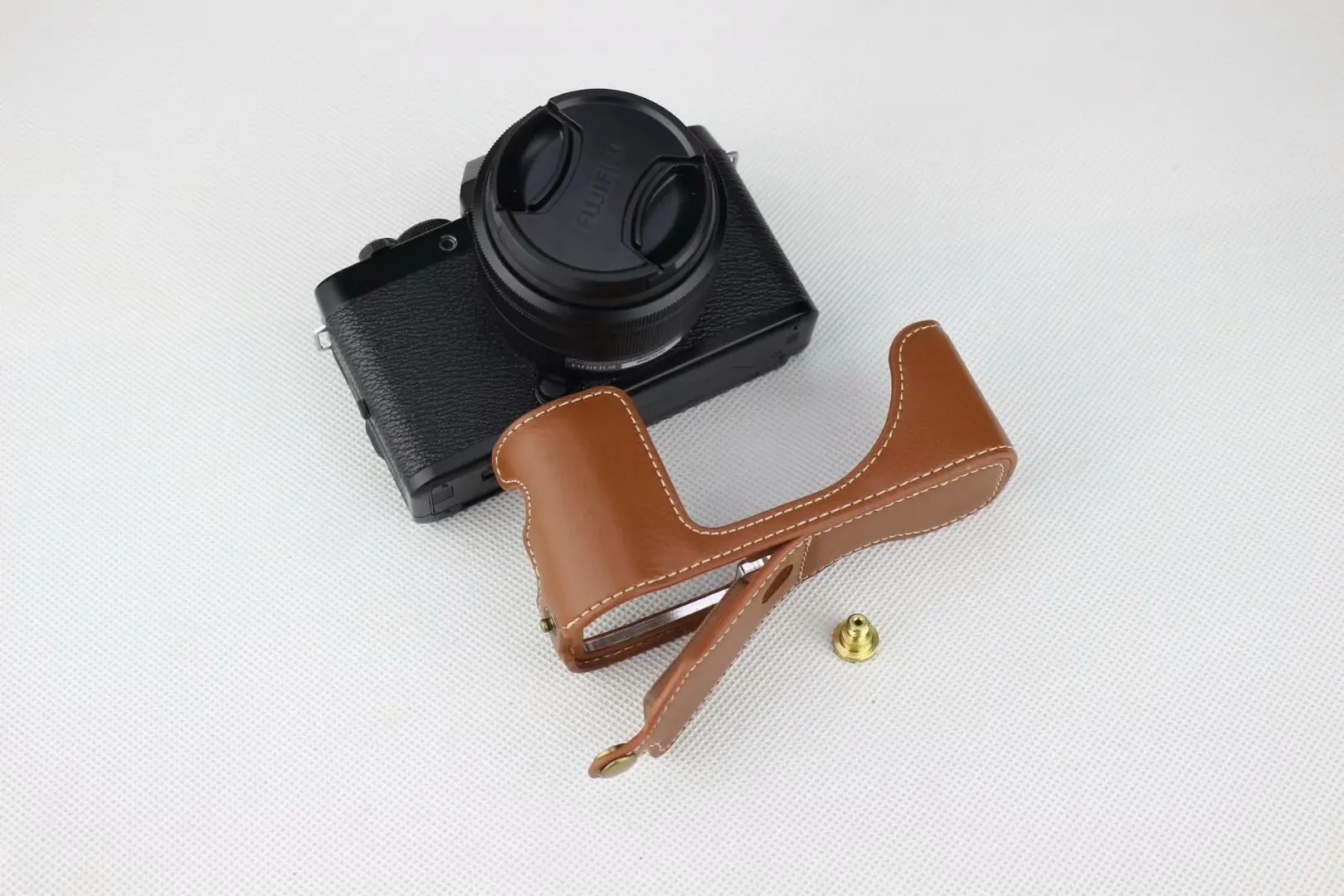 Сумка для камеры из натуральной кожи для профессиональной камеры Fujifilm XT100, чехол на половину, открытая батарея
