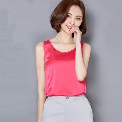 Шелковая блузка без рукавов размера плюс, женский летний топ, белые рубашки, корейские женские топы и блузки, Blusas Mujer De Moda, туника - Цвет: blouse women