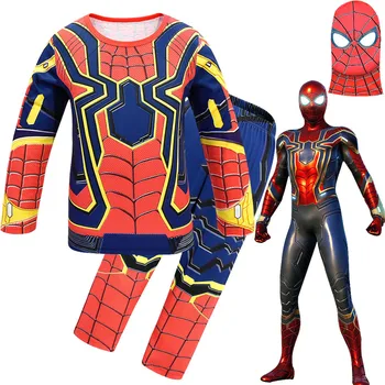 

Kids Spider-Man clothes Spiderman Cosplay Costume Set Superhero Long sleeve t-shirt pants Headgear Avengers Teenager clothing