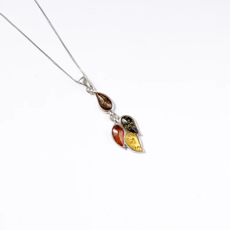 

Polish Baltic Sea natural amber old honey 5A chicken yellow beeswax 925 sterling silver Western antique necklace pendant