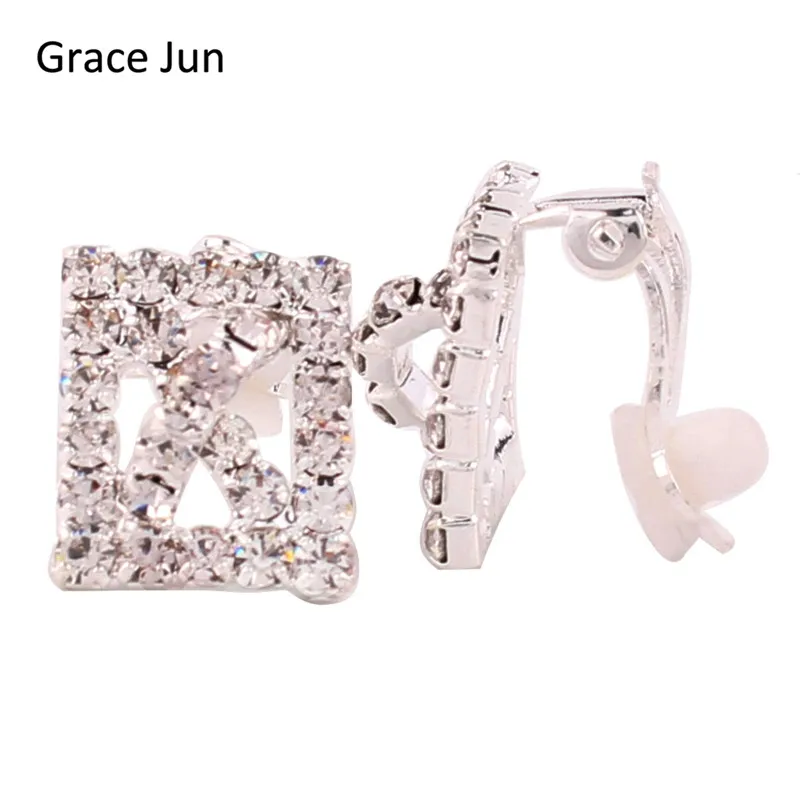 

Grace Jun(TM) 2017 New Design Rhinestone Clip Earrings without piercing for Gril's Party Fashion Jewelry No Ear Hole Ear Clip